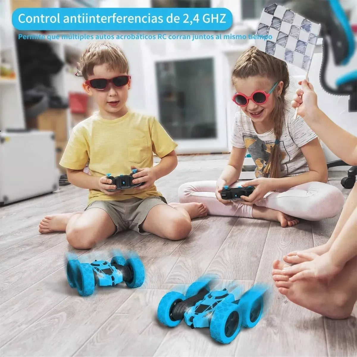 Coche Todoterreno RECARGABLE 360 🚗 + 🎮 Doble Cara, Drift,  Color Azul