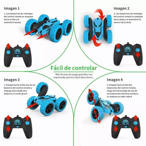 Coche Todoterreno RECARGABLE 360 🚗 + 🎮 Doble Cara, Drift,  Color Azul