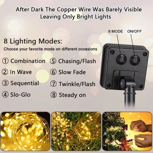 2 JUEGOS DE LUCES SOLARES LED IMPERMEABLE X 10 metros  (200 foquitos x2)