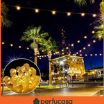 2 Guirnalda De Luces CARGA SOLAR 5m Exterior (TOTAL 10 METROS) CALIDAS O BLANCAS