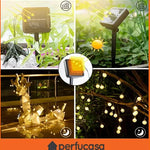 2 Guirnalda De Luces CARGA SOLAR 5m Exterior (TOTAL 10 METROS) CALIDAS O BLANCAS