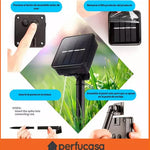 2 Guirnalda De Luces CARGA SOLAR 5m Exterior (TOTAL 10 METROS) CALIDAS O BLANCAS