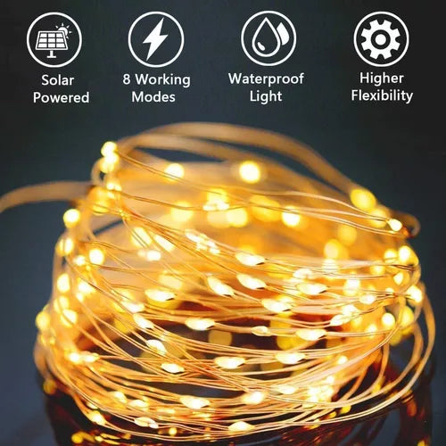 2 JUEGOS DE LUCES SOLARES LED IMPERMEABLE X 10 metros  (200 foquitos x2)