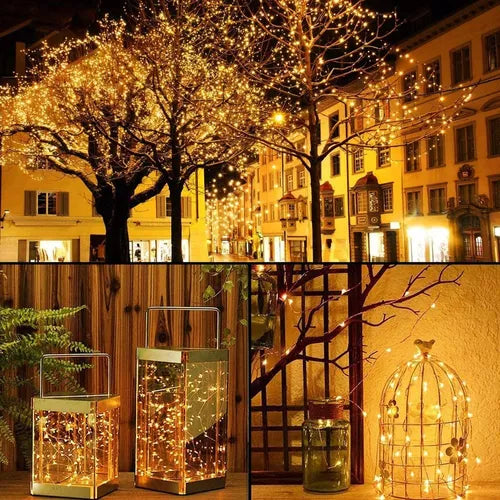 2 JUEGOS DE LUCES SOLARES LED IMPERMEABLE X 10 metros  (200 foquitos x2)