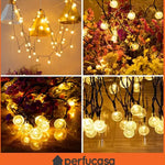 2 Guirnalda De Luces CARGA SOLAR 5m Exterior (TOTAL 10 METROS) CALIDAS O BLANCAS
