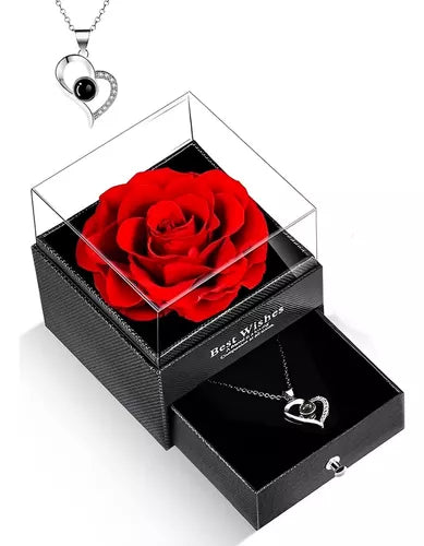 Collar De Corazón Y Flor Eterna 💖 PROMO San Valentín
